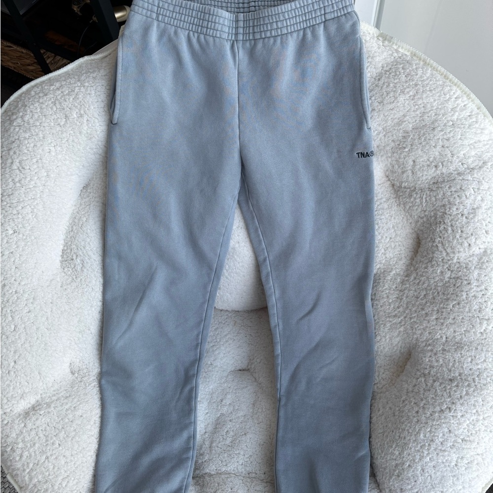 TNA Gray Track Pants with Elastic Waistband and Cuffed Legs